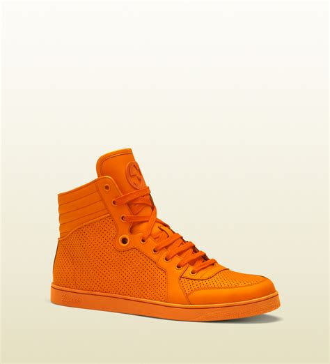 gucci sneakers neon orange|Gucci neon orange high top.